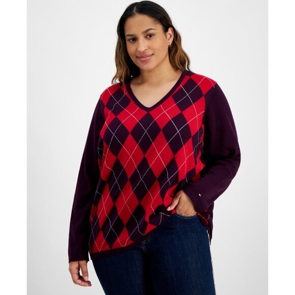 Tommy Hilfiger Women's Plus Size 2X Chili Red Sweater MSRP $80 - Picture 1 of 1